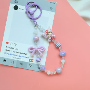 New Sanrio Beaded Phone Chain Keychain Cute Girl Crystal Bow Bag Pendant Best Friend Gift