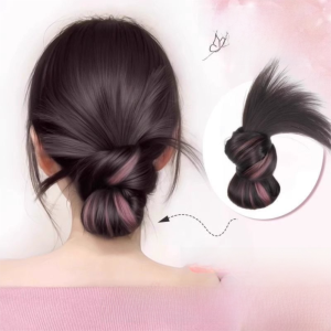 MKEB สังเคราะห์สังเคราะห์สังเคราะห์ คลิปกรงเล็บผม โบว์น๊อต พร้อมไฮไลท์ วิกผมมัดผม ขนปุยฟู วิกผมผม สำหรับผู้หญิง