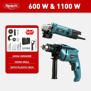 REAIM 2-in-1 Power Tool Set - Original Heavy Duty Impact Drill & Angle Grinder with Metal Cutting & Hammer Function