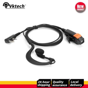 2 Pin Walkie Talkie Headset Earphones Dual PTT PU Wired Walkie Talkie Earwear G Type with Microphone for Kenwood Baofeng 888S TYT