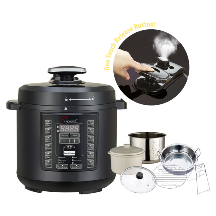 La gourmet 6L Healthy Pressure Cooker Free 6pcs Accessories Set (LGELPC361806) Lazada Singapore
