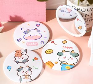 [Có sẵn] [Rẻ vô địch] Gương tròn mini 1 mặt bỏ túi hình bò sữa siêu đáng yêu BAG U G04