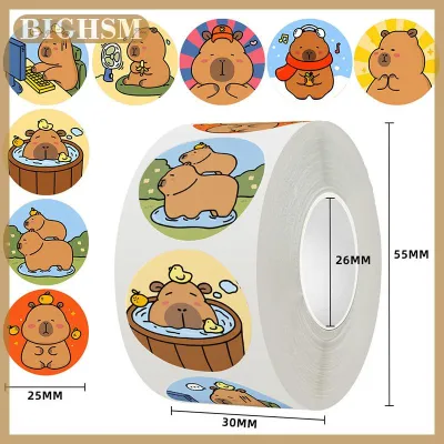 BIGHSM 500Pcs phim hoạt hình capybara Sticker Đề can trang trí DIY điện thoại máy tính xách tay Vali máy tính xách tay tủ lạnh trẻ em Sticker