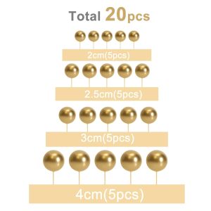Hiasan Kue Ulang Tahun Cake Ball/Ball Cake Topper/Topper Bulat/Hiasan Kue Bola Tusuk /Bola Dekor Warna Matte 1 Set Isi 20pcs Dengan Variasi Ukuran Untuk Hiasan Kue Ultah Wedding