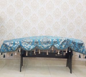 Khăn Phủ đàn guzheng Cổ Tranh Trung Quốc mẫu xanh có tua rua hạt châu
