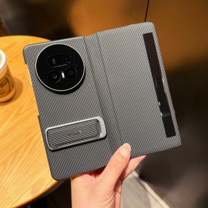 For Huawei Honor Magic V5 Case Luxury Hard carbon fiber With wristband Stand Protective Back Cover Case For Honor Magic V5 Shell