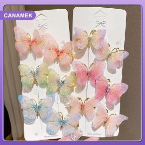 【CANAMEK】 Random Colorful Butterfly Hairpins Girl Hair Clips Barrettes Women Sweet Hair Ornament Rainbow Headwear Fashion Hair Accessories
