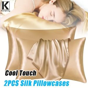 Pillowcase Set Satin Silk Pillow Cover Cooling Smooth Hypoallergenic Hair Care Bed Home