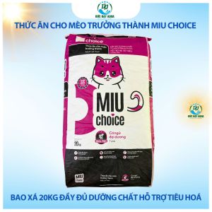 Thức ăn cho Mèo trưởng thành  Miu Choice – nguyên bao 20kg bên trong có 20 gói 1kg hỗ trợ tiêu hoá
