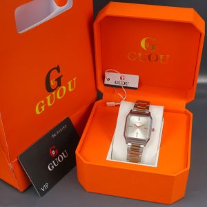 Box Exclusive Big + Paperbag / Jam Tangan Guou Persegi Sisi VA-713SUR / Jam Tangan Fashion Wanita Tali Rantai Diameter 36 cm