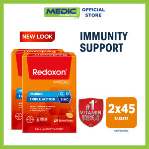 [Bundle of 2] Redoxon Triple Action Orange Effervescent 45 Tablets - By Medic Drugstore