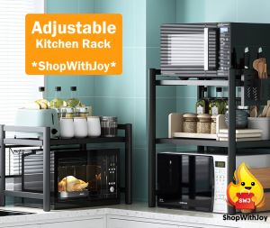 【ShopWithJoy】Expandable Steel Microwave Rack Oven Shelf Kitchen Rack Storage Multipurpose Rack Organizer