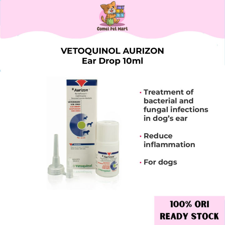 Vetoquinol Aurizon Ear Drops 10ml Ear Care For Dogs Otitis Externa