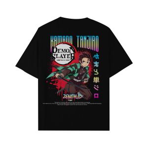 CallOut | Kaos Anime Demon Slayer Karakter Tanjiro Sablon Reflektif Rainbow Bahan Cotton Combed 24s High Quality