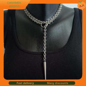 ❣️❣️❣️ Punk Stud Necklace Gothic Jewelry Bat Exaggeration Y2k O-ring Design Trendy Choker For Women Man