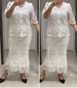 SETELAN ROK FULL BROKAT 9211 KHUSUS PUTIH