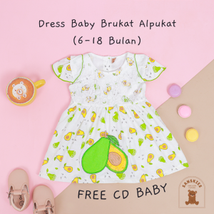 Dress Bayi Perempuan Brukat Alpukat untuk Anak 6-18 Bulan Free Celana Dalam Bayi Murah Terjangkau / Dress Baby Gaun Bayi Bahan Katun / Bisa COD Bayar di Tempat