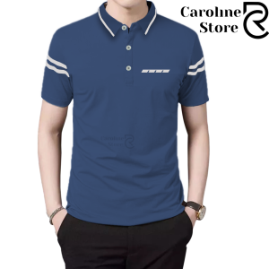 Kaos Polo Pria Kerah Daun Saku Motif zebra Lengan Garis Pendek - Baju Kaos Kerah Kantong Pria