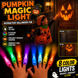 Projection Finger Light Halloween Projection Lamp Multicolor LED Light High Brightness Wearable Finger Toy Outdoor Party Interactive Gift Kids Adults