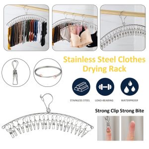 Móc treo quần áo bằng thép không gỉ 20 kẹp inox phơi khăn tất găng tay đồ lót tiện dụng cho cả gia đình