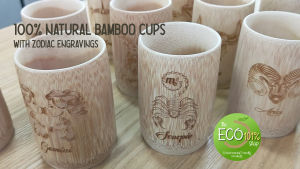 100% Natural Bamboo Cup with Zodiac Sign Engraving - ECO Friendly Gift & Present