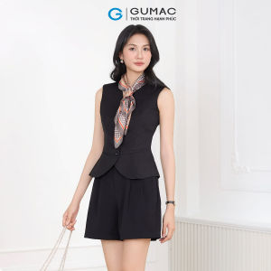 Set Lẻ Áo Khoác Blazer Nữ GUMAC Nút Gỗ Thanh Lịch OWF03028 Phối Quần Shorts Nữ Chiết Ly Thời Trang SHF03037