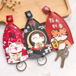 UUMIR PU Leather Pull Out Key Case Large Capacity Soft Key Wallets Creative Cartoon Pull Out Key Sleeve Car Accessories