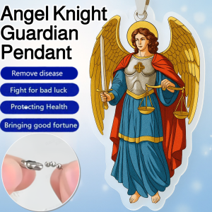 Angel Knight Guardian Pendant Acrylic Hanging Ornament Car Hanging Lucky Charm Talisman for Men and Women Vintage Jewelry Gift