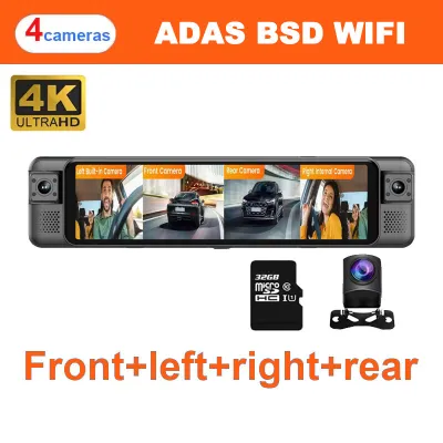 Ekleva HD siêu nét 4K Dash Cam ghi 4 kênh 1080P ADAS BSD DVR cho xe hơi ứng dụng Wifi Camera máy quay video tự động gương chiếu hậu đỗ xe 24h