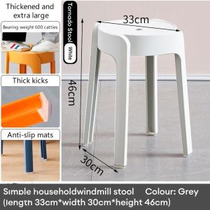 TRAVELCUL Nordic Style Stackable Monoblock Chair Plastic Stool Thickened Dining Table Restaurant Chair Round Household Stool