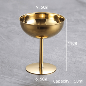 KENJE Retro Style Ice Cream Cup Stainless Steel High Base Salad Goblet Supplies Snack Serving Dish Dessert Bowl Kitchen Tableware