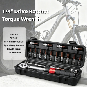 KNSYYC Adjustable 1/4" Torque Wrench Set Quick Release Design High-Strength S2 Material Multi-Size Hex/Torx/Phillips Bits