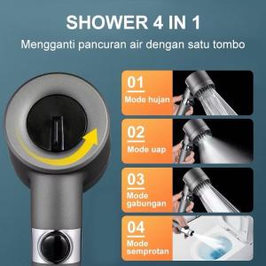 Kepala Shower Hitam 5 Model Adjustable Tekanan Tinggi