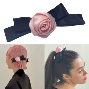 Cloth Flower Shape Hair Clip Spring Summer Headwear for Woman Girls Taking Photo Shopping Travel Non-Slip Hairpin