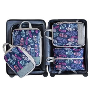 FDO0009 4pcs/set Printed Compression Storage Bag Foldable Large Capacity Packing Cubes Portable Washable Travel Packing Organizer Underwear