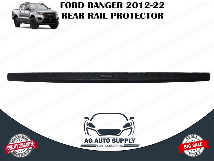 FORD RANGER 2012-22 Rear Rail Protector Ranger/Raptor Logo Black ...