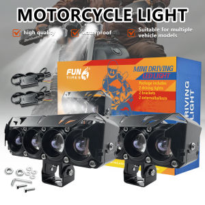 P4 Laser Gun 6Lens Super Bright Motorcycle Mini Driving Light 80W Dual Color High/Low Beam Motorcycle Spotlight Auxiliary Lights Work Light