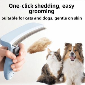 LABAICAI V-tooth Design Pet Hair Removal Comb Curved Design Ergonomic Handle Dog Undercoat Remover Efficiently Wide Arc-Bottom Cat Deshedding Brush For Dogs