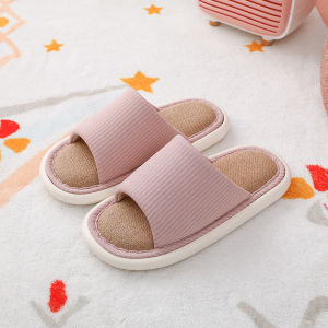 Japanese-Style Linen Slippers For Women Silent Indoor CoupleS Home Use Eva Soft Sole Non-Slip Breathable All-Season Slippers For Home Use MenS