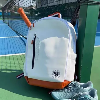 SG Local - Wilson Roland Garros Premium Tennis Backpack Badminton – White / Greyish Blue / Brown