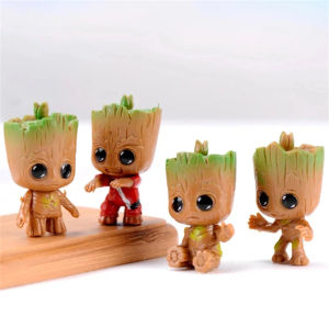 4Pcs/Set Cute Groot Miniature Model Home Supplies Decoration Figurine Handicrafts Anime Hero Tree Man Character Decoration