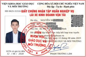 Thẻ TẬP HUẤN NGHIỆP VỤ lái xe kinh doanh vận tải. Thời hạn 3 năm. Dành cho anh em chạy biển số vàng