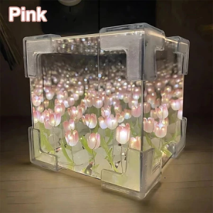 F&D DIY Tulip Mirror Night Light Set – Personalize Your Own LED Decor Mirror Bedroom Decor Atmosphere Lamp gift