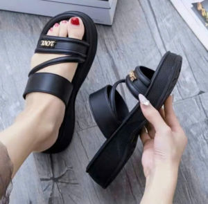 Dép Lê nữ Quai đan nhựa dẻo Đế Cao 5cm Sang Trọng Nhẹ Êm Thoáng khí