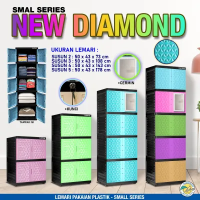 LEMARI PAKAIAN PLASTIK TABITHA SMALL NEW DIAMOND SUSUN 2 / 3 / 4 / 5 susun