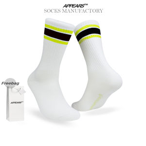 APPEARS SOCKS - OS WHITE GREEN STRIPS BLACK - Kaos kaki motif