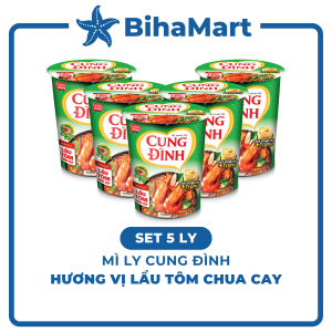 [SET 5 LY] - AFOTECH - Mì ly Cung Đình Lẩu tôm chua cay Mì ly Tôm chua cay Cung Đình Mì Tôm chua cay Cung Đình (71g/ly)