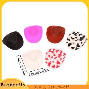 Butterfly 10pcs ตุ๊กตาพลาสติกขนาดเล็กหมวกคาวบอยตะวันตกหมวกหนังวัวสำหรับตกแต่งตุ๊กตา