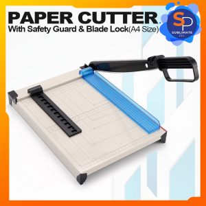 Officom Paper Cutter Board with Paper Adjuster (Paper Guide) and Stopper A4 Size Metal Base Trimmer Heavy Duty Cutter