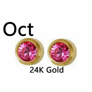 RAISS Birthstone 24K Gold Zircon Studs Earrings Stud Lucky Birthstone Zirconia Earring